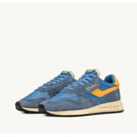 Autry Reelwind Sneaker in Blue with Yellow Trim